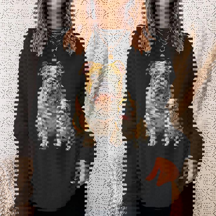 イングリッシュブルドッグの子犬とイングリッシュブルドッグ スウェットシャツ 彼女への贈り物