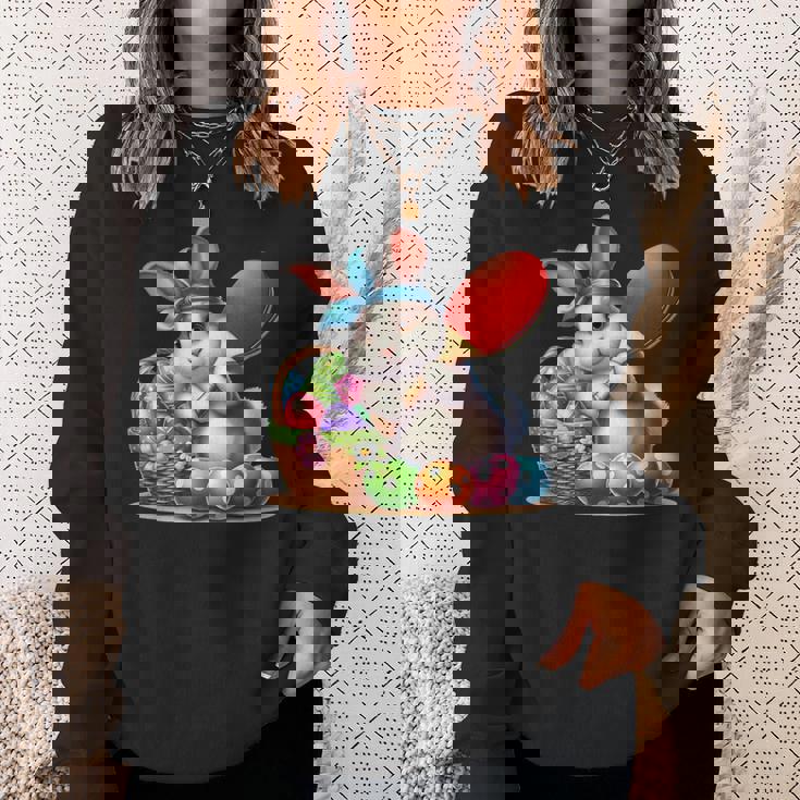 イースターバニー卓球ウサギイースターエッグ卓球 スウェットシャツ 彼女への贈り物