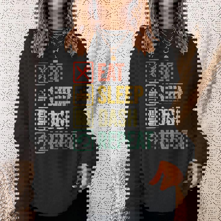 イートスリープダッシュリピートビデオゲームジオメトリビデオゲーマー スウェットシャツ 彼女への贈り物