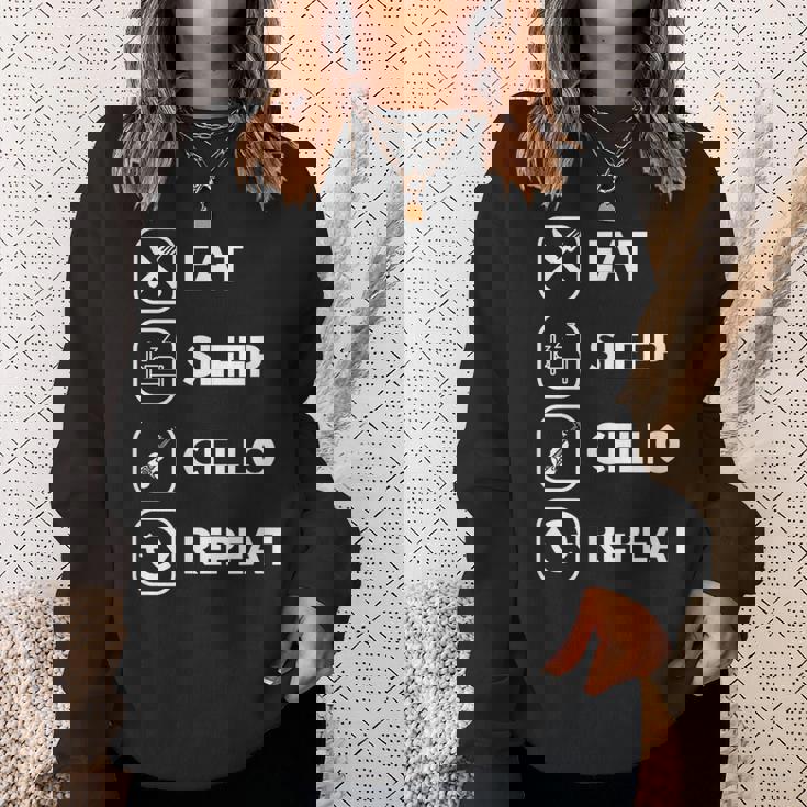 イート・スリープ・チェロ・リピート スウェットシャツ 彼女への贈り物