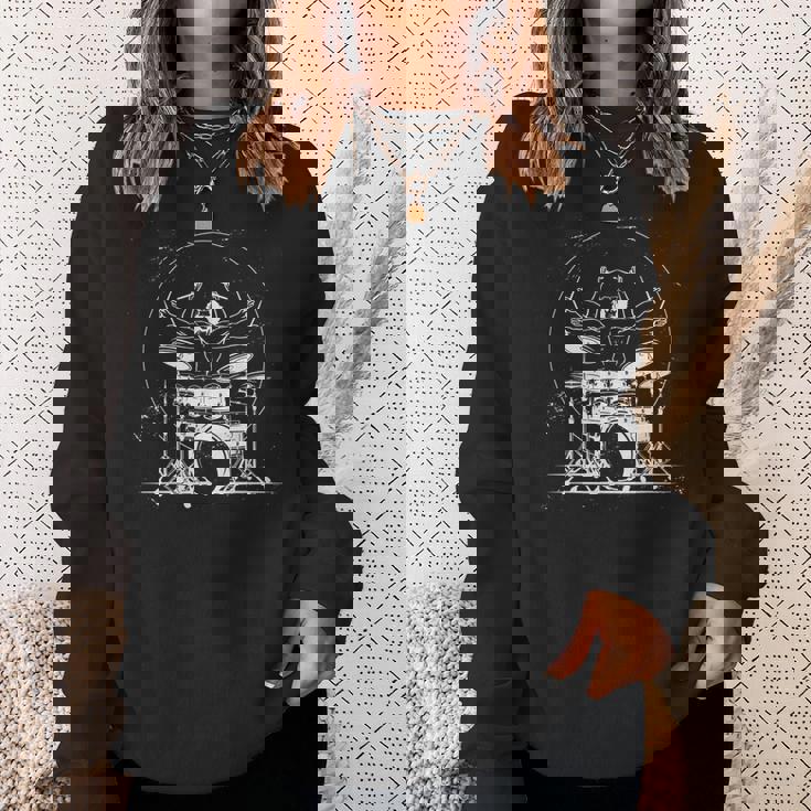 ウィトルウィウス的人体図 ドラム 面白tシャツ レオナルドダヴィンチ おもしろ ドラマー 服 音楽 メンズ スウェットシャツ 彼女への贈り物