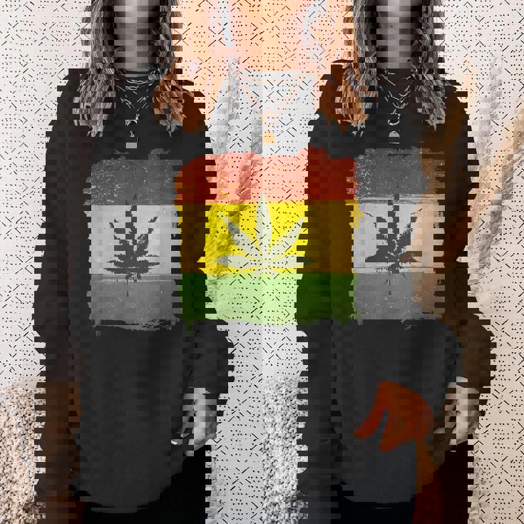 ウィード マリファナ ガンジャ リーフ ラスタ フラッグ 大麻 恋人 ギフト スウェットシャツ 彼女への贈り物