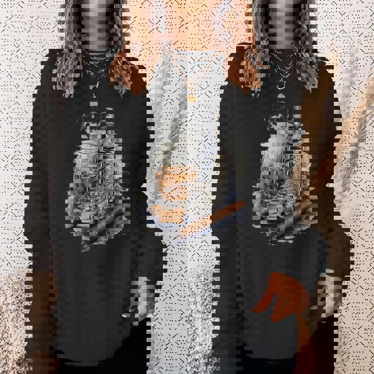 ウイスキー、シガー、チョコレート、オリジナルウイスキーアイデア スウェットシャツ 彼女への贈り物