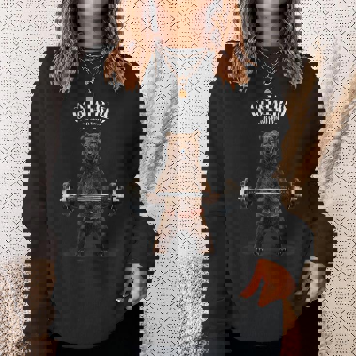 ウェイトリフティング 筋トレ バーベル やる気がないなら家に帰れ グリズリーベア クマ スウェットシャツ 彼女への贈り物