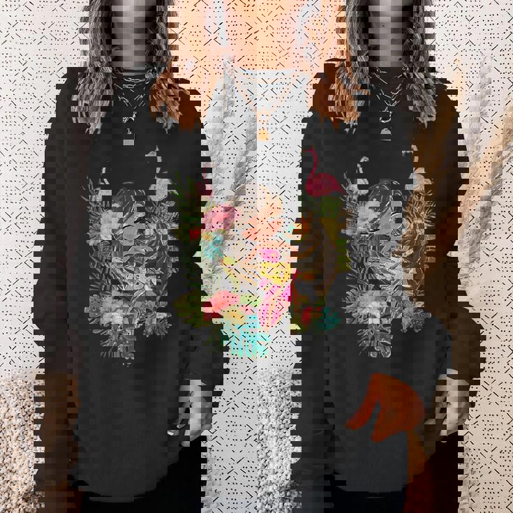 ウクレレフラガールティキバケーションハワイアンルアウビーチフラミンゴ スウェットシャツ 彼女への贈り物