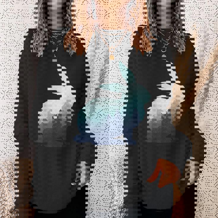 ウサギ バニー 野ウサギ 動物 野生 芸術的 グラフィック 自然 スウェットシャツ 彼女への贈り物