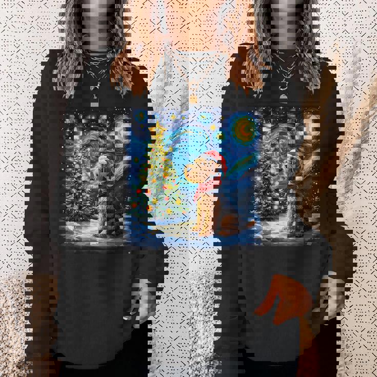 エアデール・テリア 星降る夜 クリスマス ゴッホ 犬の休日 スウェットシャツ 彼女への贈り物