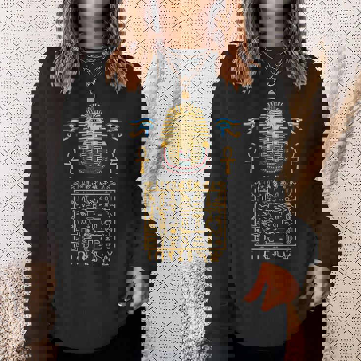エジプトヒエログリフ シンボル ツタ王 ファラオ 長袖tシャツ スウェットシャツ 彼女への贈り物