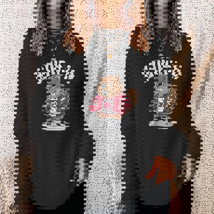 エルボーズ アップ ホッケー ビーバー カナダ人 誇り高き北 強くて自由 スウェットシャツ 彼女への贈り物