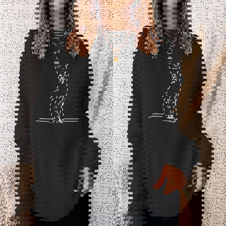 エレガントなラインアート アビシニアン猫 スウェットシャツ 彼女への贈り物