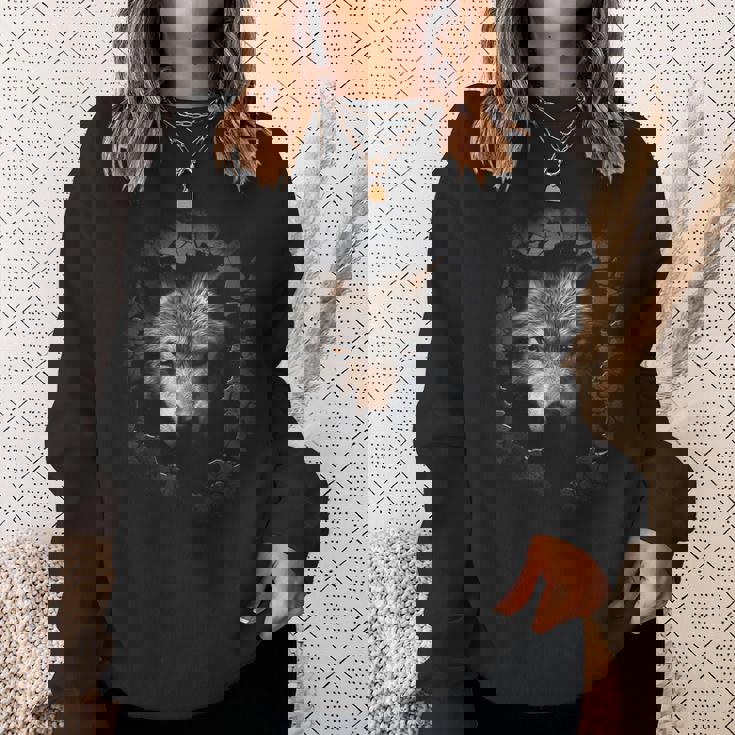 オオカミ イラスト 抽象画 動物 プリント グラフィック オオカミ スウェットシャツ 彼女への贈り物