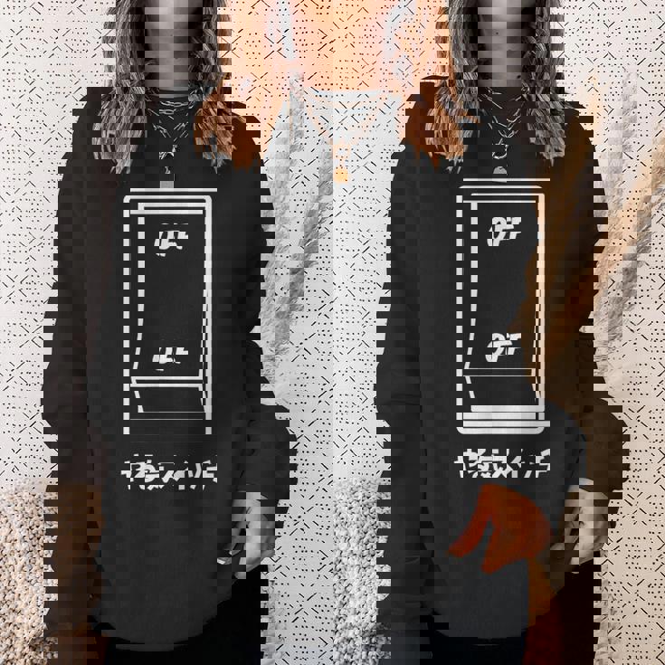 オフオフ やる気スイッチ ジョーク かわいい おやじギャグ ギャグ おもしろ スウェットシャツ 彼女への贈り物