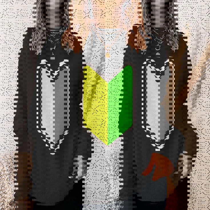 オリジナル個性派パロディ日本の道路交通法標識初心者マークプリント スウェットシャツ 彼女への贈り物