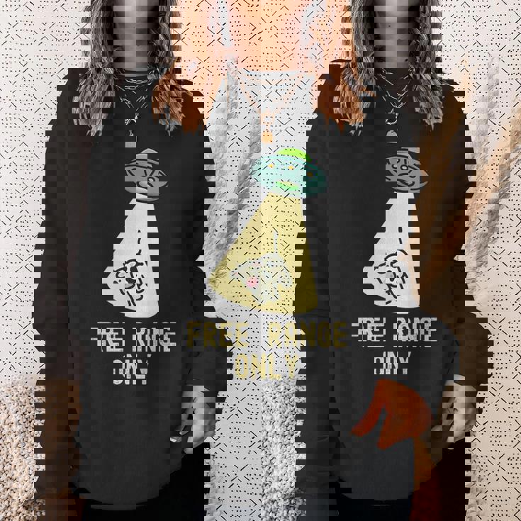 オーガニックフード 面白い Ufo エイリアン 誘拐牛 スウェットシャツ 彼女への贈り物