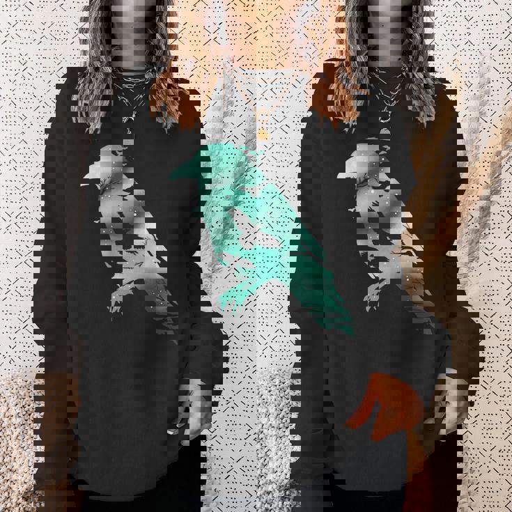 オーディンブラックカラスギフトバイキングレイヴンシルエット スウェットシャツ 彼女への贈り物