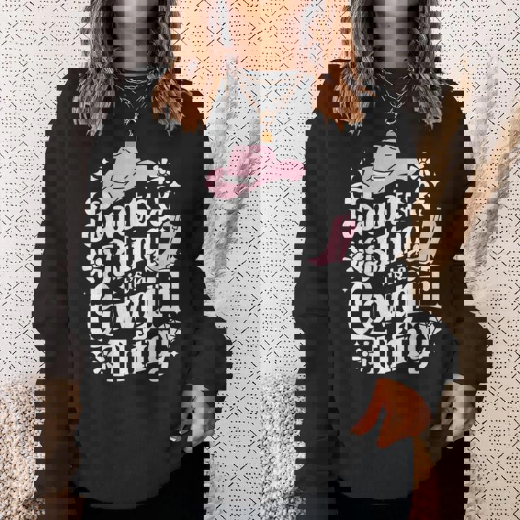 カウガールブーツ、キラキラ、カントリーミュージックギフト スウェットシャツ 彼女への贈り物