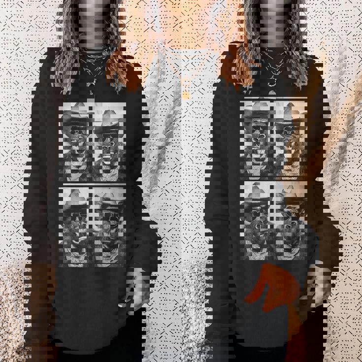 カウボーイ ゴリラ サングラス付き 動物 写真 ブース ウエスタン スウェットシャツ 彼女への贈り物