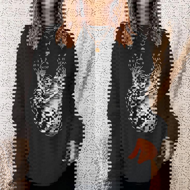 カエル ウシガエル ヒキガエル 炎 ブラックワーク スウェットシャツ 彼女への贈り物