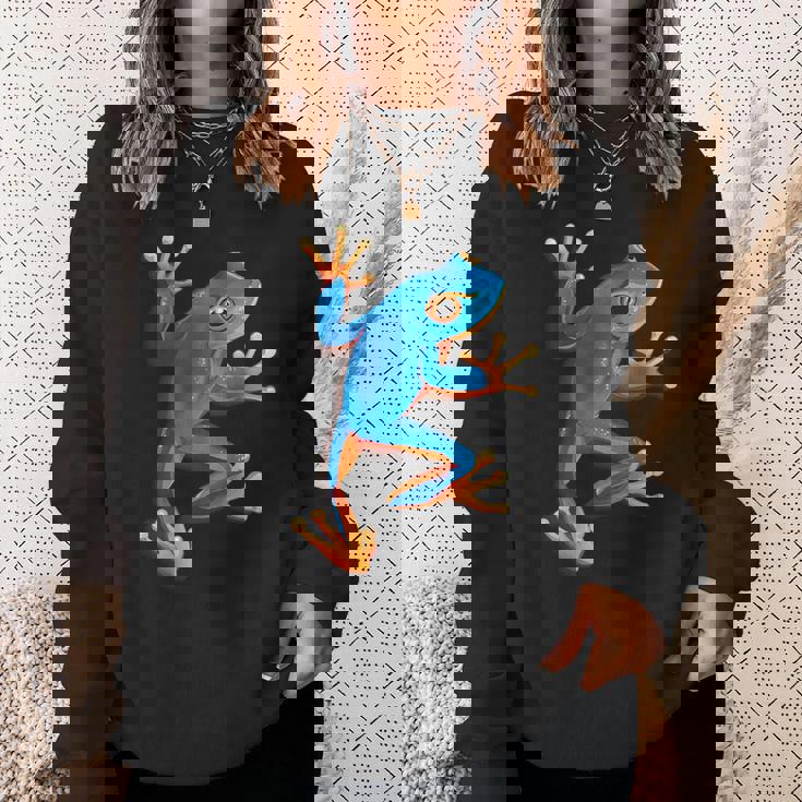 カエルの恋人-青いカエル スウェットシャツ 彼女への贈り物