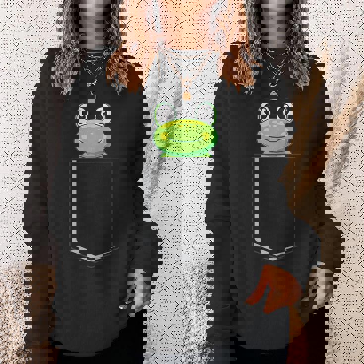 カエルポケットにカエルポケットペットカエルグリーンカエルポケット スウェットシャツ 彼女への贈り物