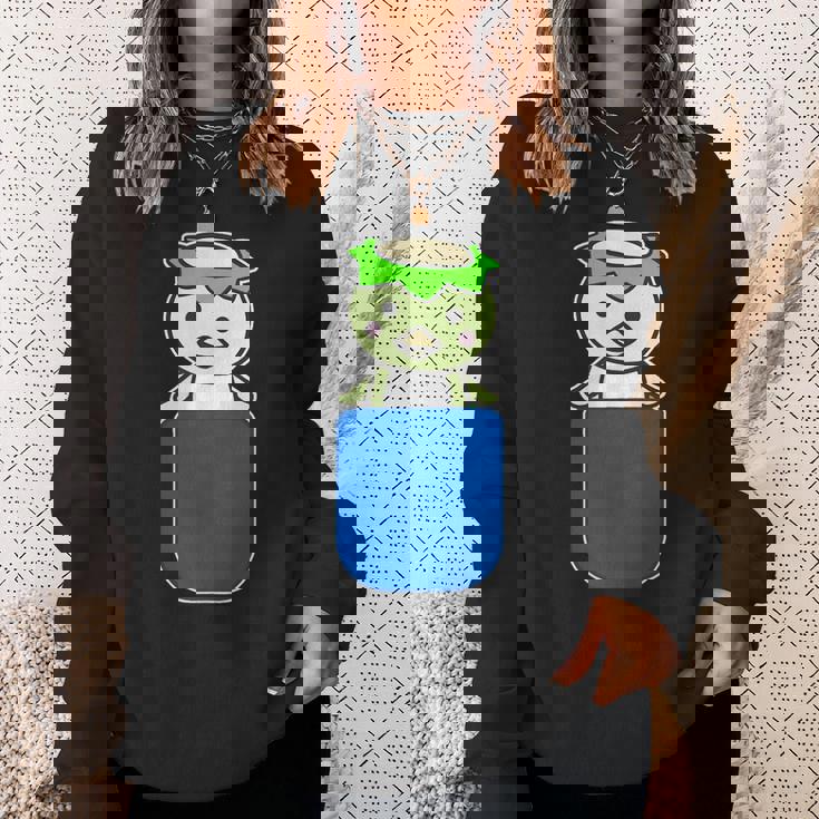 カッパ くん『いん・ざ・ぽけっと』河童【どうぶつフレンズ】きゅうり 妖怪 ゆるくて かわいい イラスト スウェットシャツ 彼女への贈り物