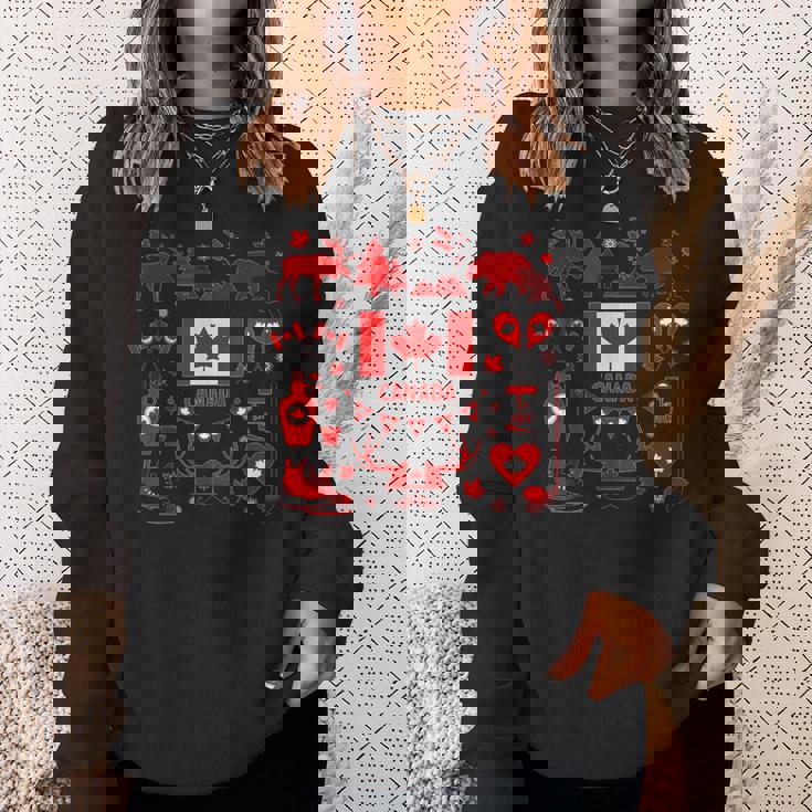 カナダ国旗tシャツ、カナダtシャツ、カナダ国旗、カナダ地図 スウェットシャツ 彼女への贈り物