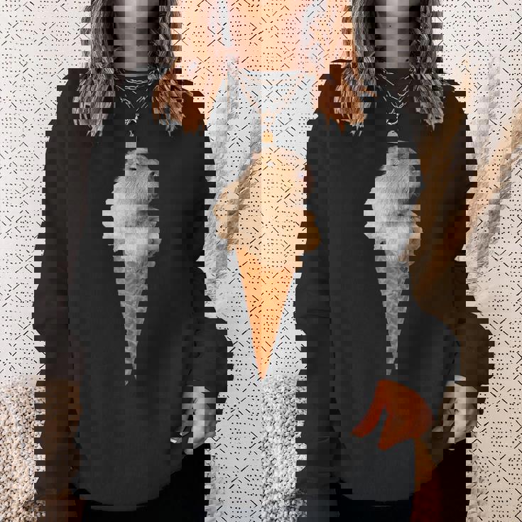 カピバラ アイスクリーム コーン おもしろ かわいい スウェットシャツ 彼女への贈り物