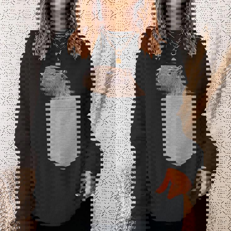 カピバラ フェイク ポケット カピバラ げっ歯類 げっ歯類 アニマル ノベルティ スウェットシャツ 彼女への贈り物