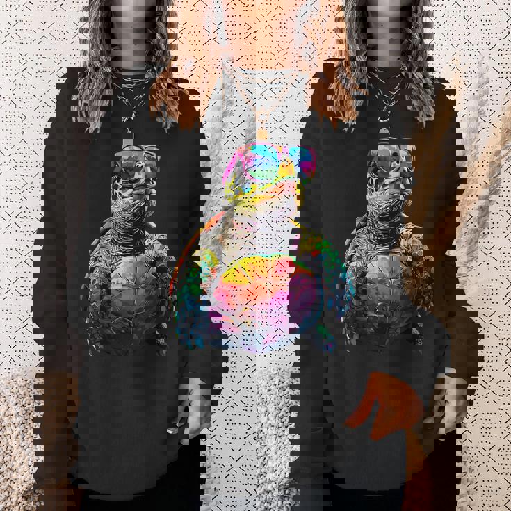 カメ カラフル Popart レインボー 爬虫類 かわいい亀 スウェットシャツ 彼女への贈り物