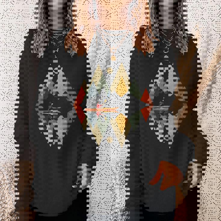 カヤック ヴィンテージ レトロ 山 カヌー カヌー カヤック スウェットシャツ 彼女への贈り物