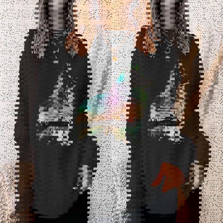 カラフル シェルティ 自然 シェットランド シープドッグ 反射 スウェットシャツ 彼女への贈り物