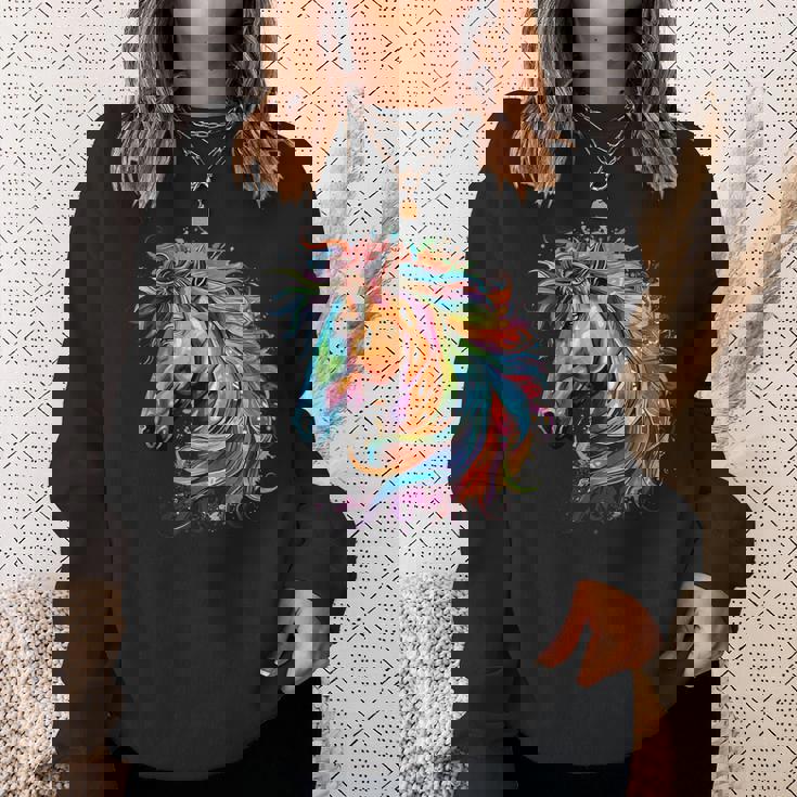 カラフルなアイルランドのドラフト馬愛好家スプラッシュアート スウェットシャツ 彼女への贈り物