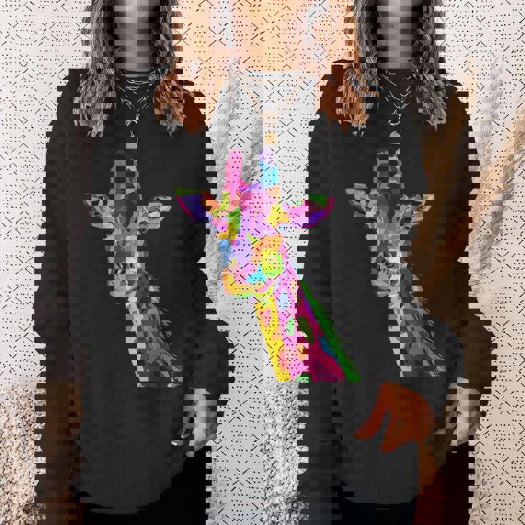 カラフルなキリン愛動物愛キリン スウェットシャツ 彼女への贈り物