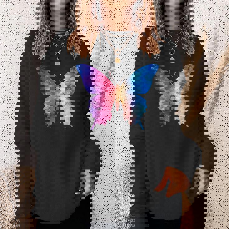 カラフルなシルエット抽象的な水彩蝶 スウェットシャツ 彼女への贈り物