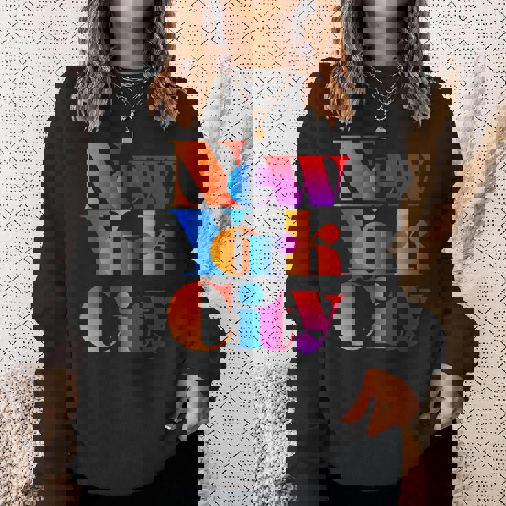 カラフルなニューヨークシティファッショングラフィックtシャツ、ニューヨーク市 スウェットシャツ 彼女への贈り物