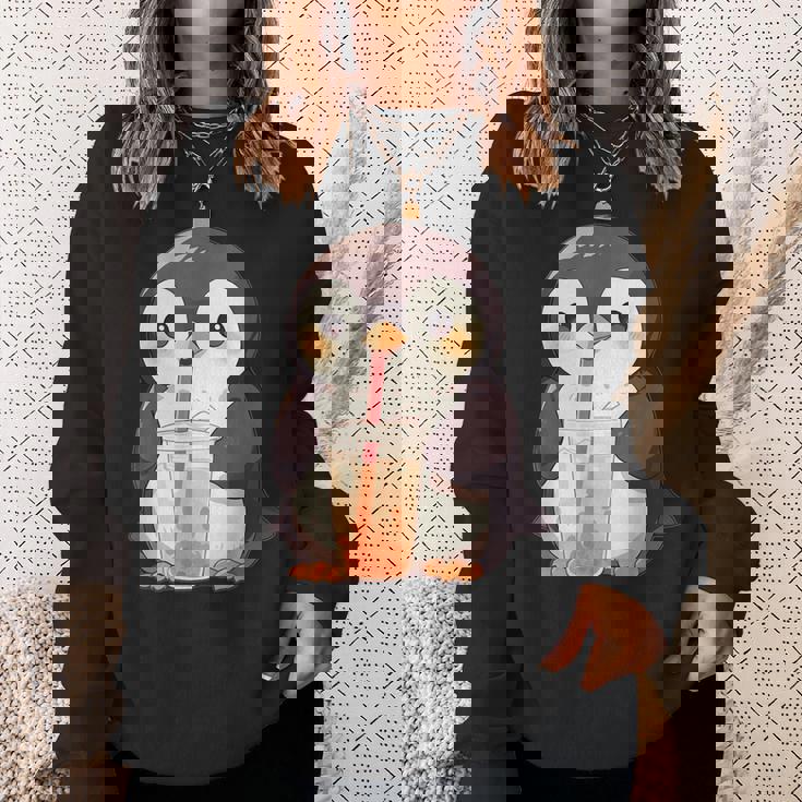 カワイイ ペンギンドリンク バブルティー ペンギンボバ スウェットシャツ 彼女への贈り物