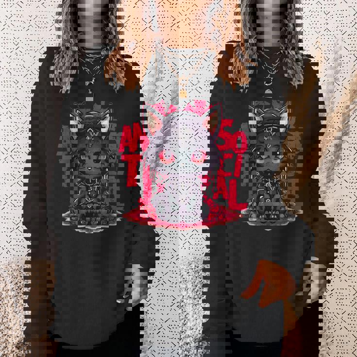 カワイイアニメ ゴシックキャット 反社会的 内向性 メンヘラ スウェットシャツ 彼女への贈り物