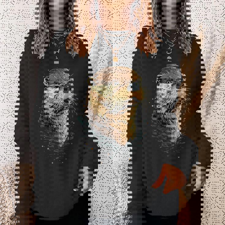 カワウソ モチーフ アイ・ラブ・ラッコ ラッコ・マーチン スウィート・ラッコ スウェットシャツ 彼女への贈り物