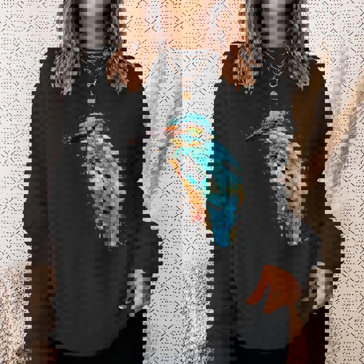 カワセミ 鳥 野生動物 動物 水彩 芸術的 ペインティング スウェットシャツ 彼女への贈り物