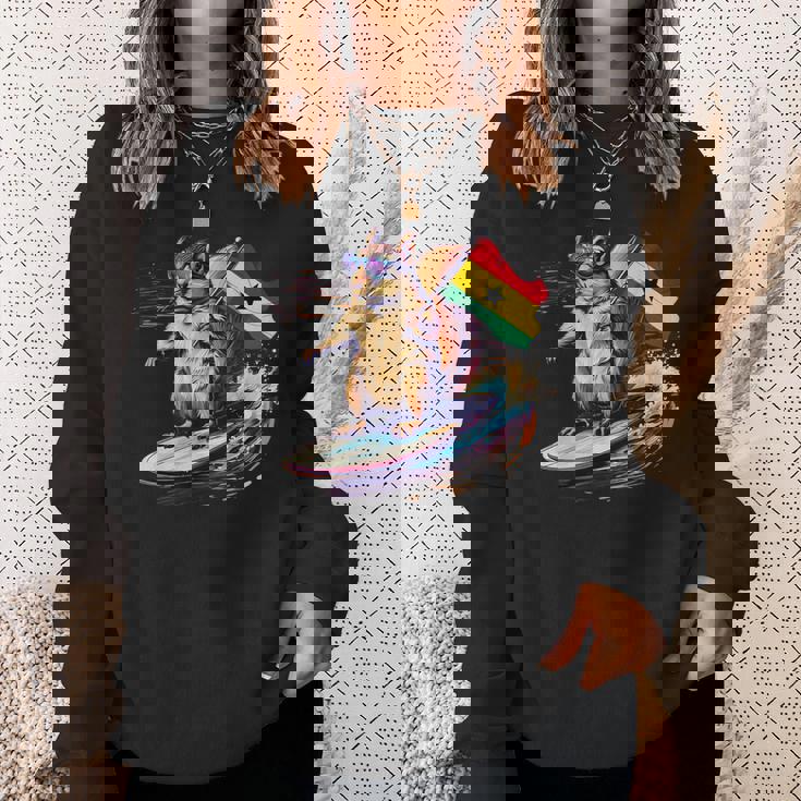 ガーナ プライド サーフィン リス ガーナのルーツ ガーナ国旗 スウェットシャツ 彼女への贈り物