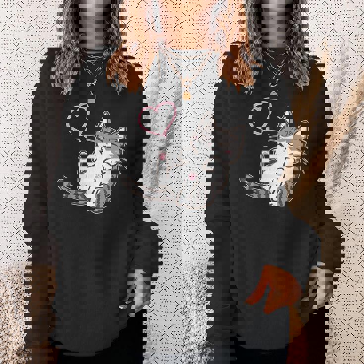 キジ白猫ぐっすり眠る猫ちゃん 猫好き スウェットシャツ 彼女への贈り物