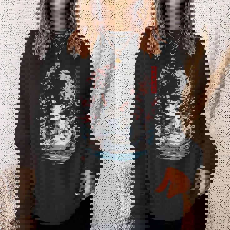 キツネ 妖怪 白狐 幽霊 浮世絵 ヴィンテージ スウェットシャツ 彼女への贈り物