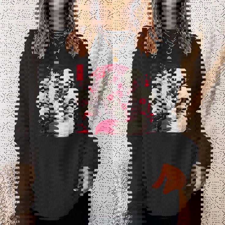 キツネ キツネ 赤いクモユリ 花 日本の九尾キツネ スウェットシャツ 彼女への贈り物
