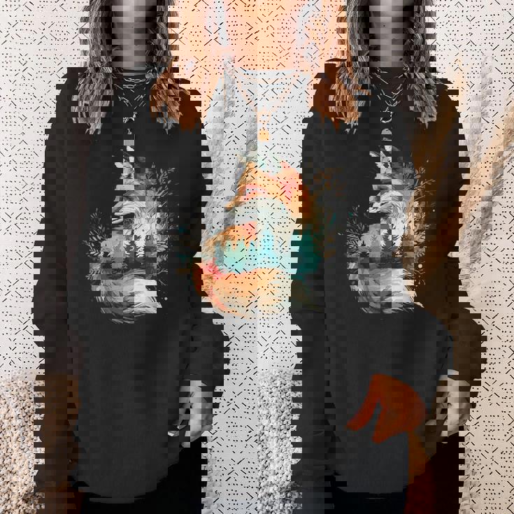 キツネアート スウェットシャツ 彼女への贈り物