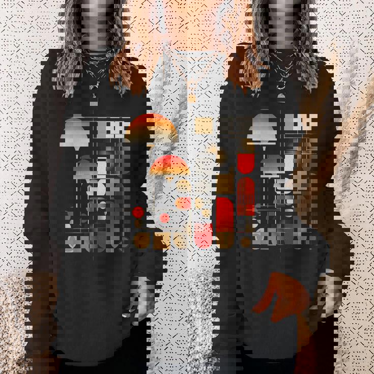 キノコ 幾何学 アート イラスト グラフィック キノコ スウェットシャツ 彼女への贈り物