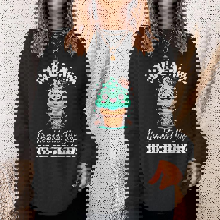 キュート アイラブミント チョコチップス アイスクリーム好き 夏 パーティー スウェットシャツ 彼女への贈り物