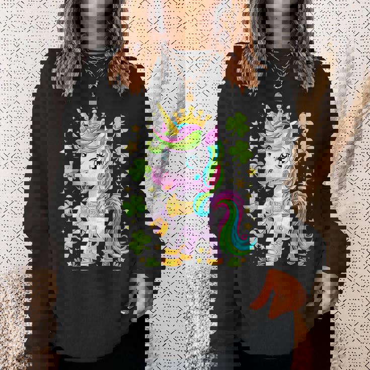 キュート レプリコーン ユニコーン シャムロック 聖パトリックデー ガールズ キッズ スウェットシャツ 彼女への贈り物