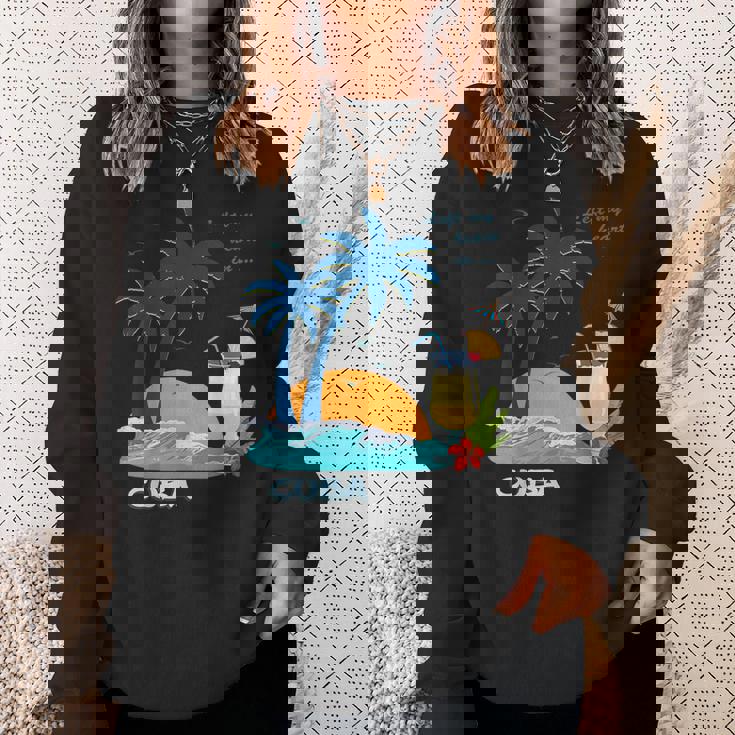 キューバ 熱帯の風景 ハバナ ギフト お土産 カリブ海 ヤシの木 冒険 スウェットシャツ 彼女への贈り物