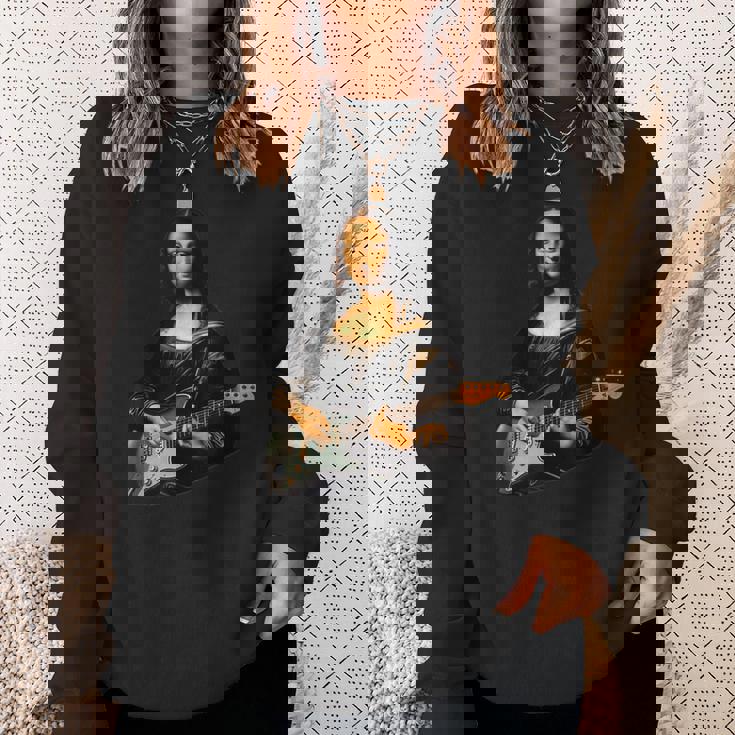 ギター 面白tシャツ モナリザ おもしろ ギタリスト 服 音楽 メンズ キッズ ネタ 服 軽音 楽器 エレキ スウェットシャツ 彼女への贈り物