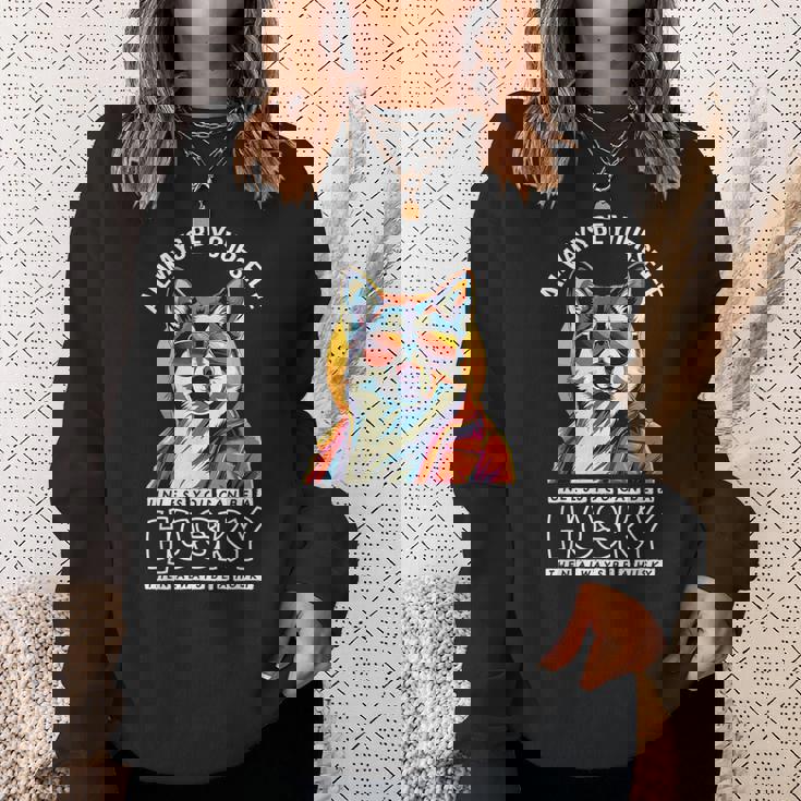 ギャングスタ ハスキー 犬 飼い主 犬 ラブ ハスキー かわいい シベリアンハスキー スウェットシャツ 彼女への贈り物